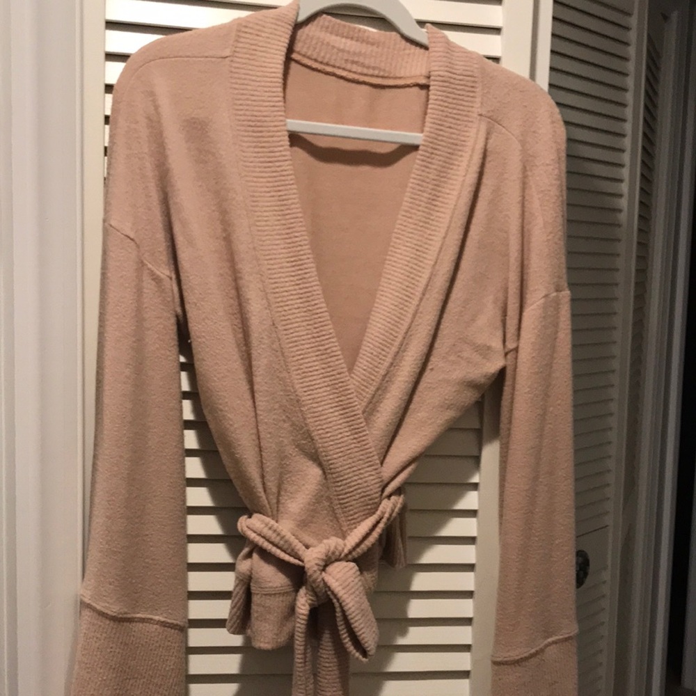 Free People blush cozy wrap around sweater
